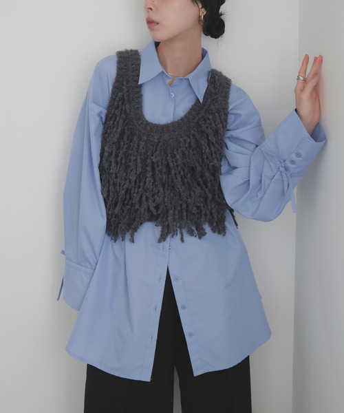 LIAN（リアン）の「フリンジニットベスト（ベスト・レディース・アイボリー/チャコールグレー/ブラウン・FREE）」の14枚目の写真