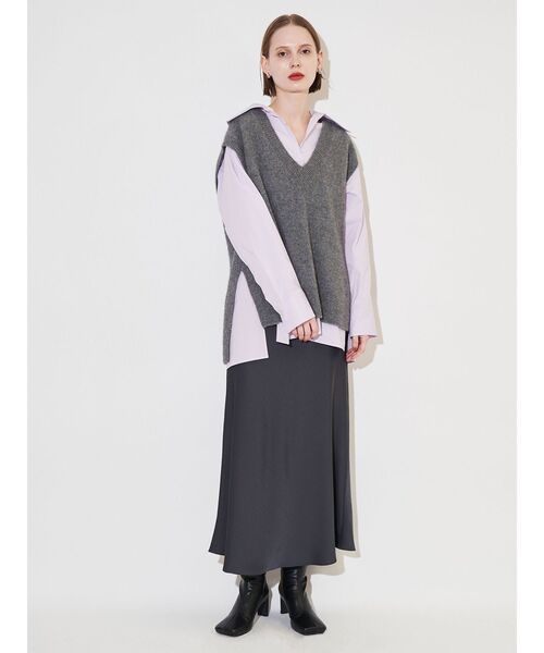 ELENDEEK(エレンディーク)の「バイアスナロースカート(スカート・レディース・アイボリー/チャコールグレー・02/01)」の9枚目の写真