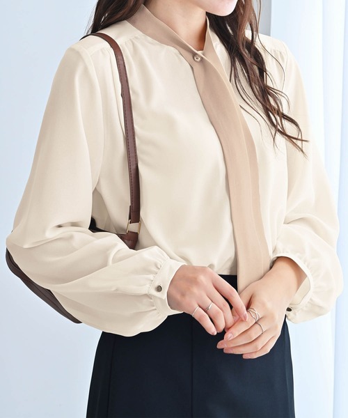 セール】3WAYピン付き配色ボウタイブラウス（シャツ/ブラウス