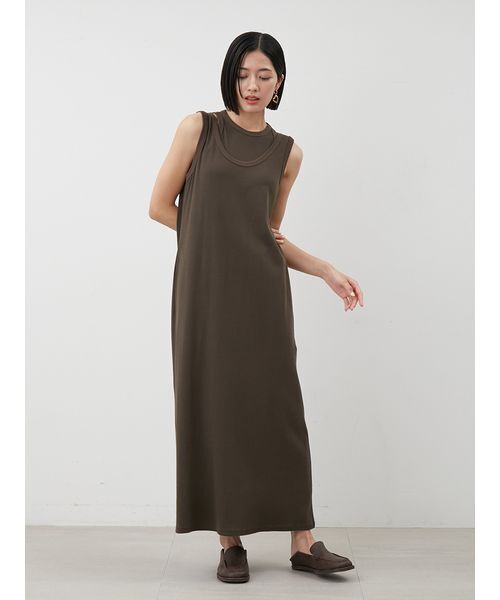 Mila Owen（ミラオーウェン）の「【セットアイテム】タンクレイヤードマキシカットソーワンピース（ワンピース・レディース・アイボリー/カーキ/ブラック・0/1）」の9枚目の写真