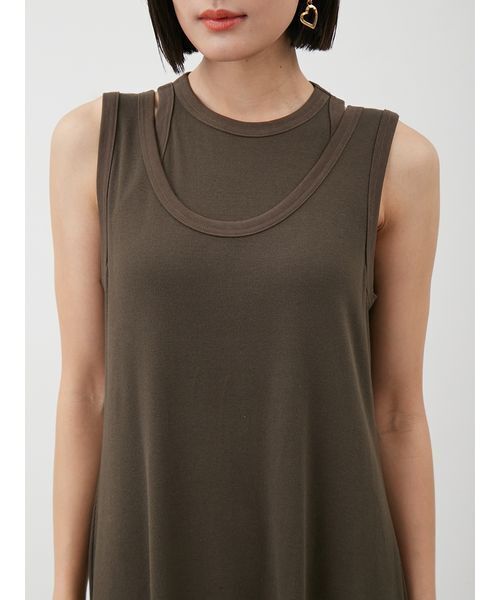 Mila Owen（ミラオーウェン）の「【セットアイテム】タンクレイヤードマキシカットソーワンピース（ワンピース・レディース・アイボリー/カーキ/ブラック・0/1）」の12枚目の写真