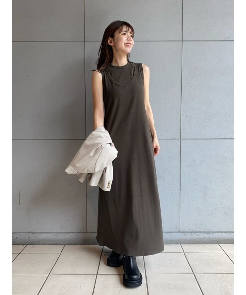 Mila Owen（ミラオーウェン）の「【セットアイテム】タンクレイヤードマキシカットソーワンピース（ワンピース・レディース・アイボリー/カーキ/ブラック・0/1）」の20枚目の写真