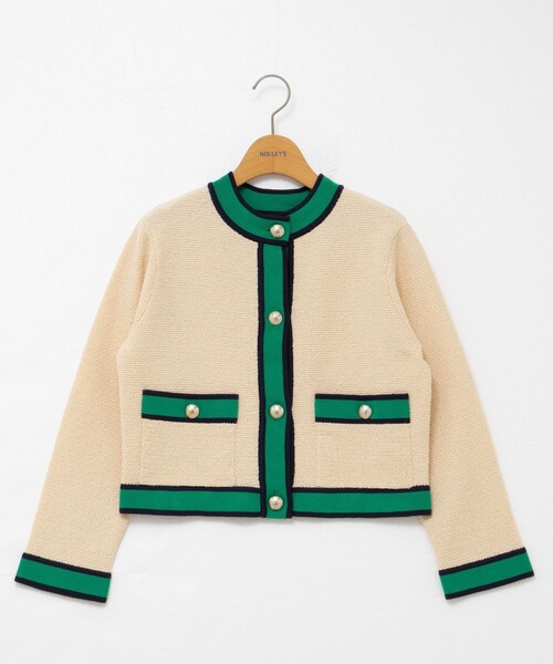 NOLLEY’S（ノーリーズ）の「配色ニットジャケット（カーディガン/ボレロ・レディース・ブラック/アイボリー/キャメル・38）」の17枚目の写真