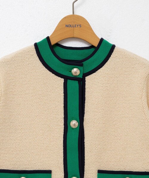NOLLEY’S（ノーリーズ）の「配色ニットジャケット（カーディガン/ボレロ・レディース・ブラック/アイボリー/キャメル・38）」の18枚目の写真