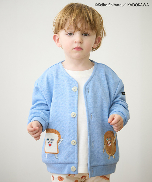 petit main(プティマイン)の「【パンどろぼう】カットカーディガン(カーディガン/ボレロ・キッズ・ホワイト系その他/サックスブルー・90cm/80cm/100cm/110cm/120cm/130cm)」の1枚目の写真