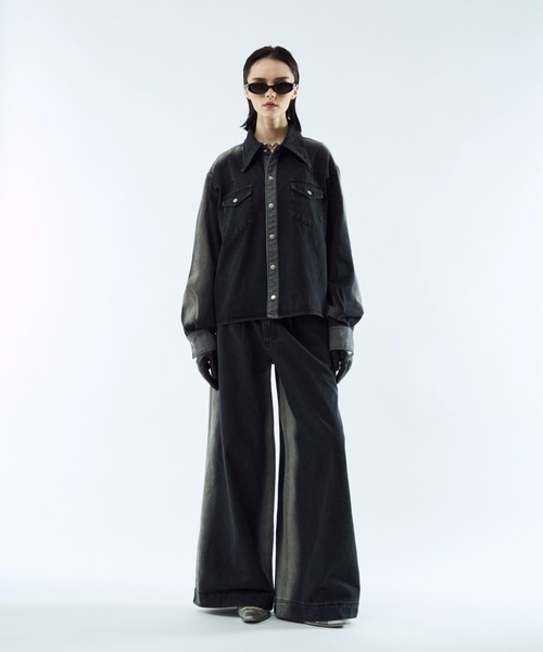 seyto（セイト）の「Gradation wide straight denim pants / グラデーションワイドストレートデニムパンツ（デニムパンツ・メンズ・ブラウン/ブラック・1/3/2）」の13枚目の写真