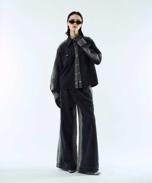 seyto（セイト）の「Gradation wide straight denim pants / グラデーションワイドストレートデニムパンツ（デニムパンツ・メンズ・ブラウン/ブラック・1/3/2）」の14枚目の写真