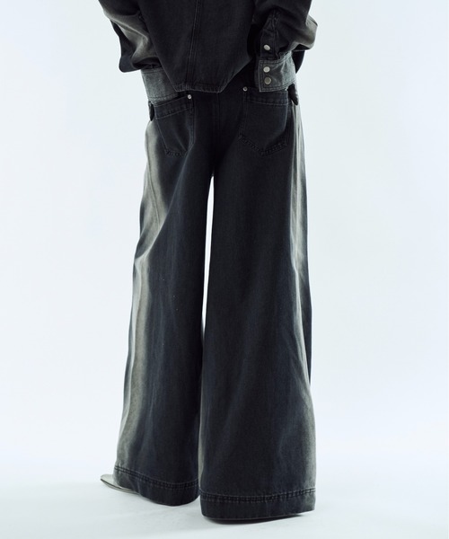 seyto（セイト）の「Gradation wide straight denim pants / グラデーションワイドストレートデニムパンツ（デニムパンツ・メンズ・ブラウン/ブラック・1/3/2）」の10枚目の写真