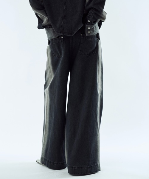 seyto（セイト）の「Gradation wide straight denim pants / グラデーションワイドストレートデニムパンツ（デニムパンツ・メンズ・ブラウン/ブラック・1/3/2）」の9枚目の写真