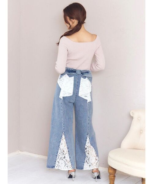 カルナムール　バックリボンデニムパンツ BACK RIBBON DENIM PT/バックリボンデニムパンツ（デニムパンツ