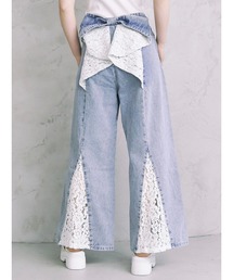 カルナムール/CALNAMUR バックリボンデニムパンツ　藤田ニコル Sサイズ セール】BACK RIBBON DENIM PT/バックリボンデニムパンツ