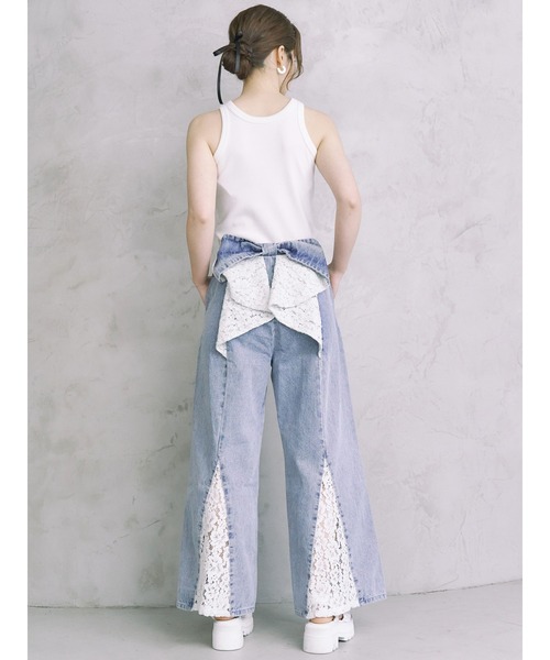 カルナムール　バックリボンデニムパンツ CALNAMUR（カルナムール）の「バックリボンデニムパンツ（デニム