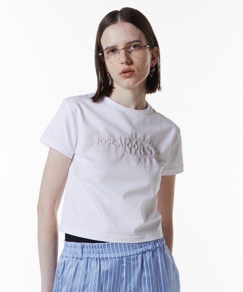 JOSE MOON(ジョゼムーン)の「WASHED MINI T SHIRT/ウォッシュミニティシャツ(Tシャツ/カットソー・レディース・ホワイト/グレー/カーキ・FREE)」の2枚目の写真