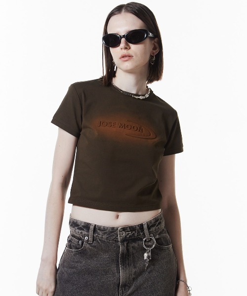 JOSE MOON(ジョゼムーン)の「WASHED MINI T SHIRT/ウォッシュミニティシャツ(Tシャツ/カットソー・レディース・ホワイト/グレー/カーキ・FREE)」の3枚目の写真