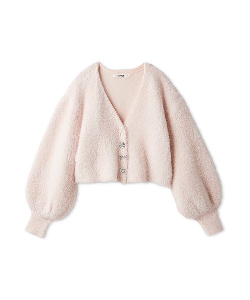 FURFUR(ファーファー)の「マルチビジューボタンフェザーカーディガン(カーディガン/ボレロ・レディース・ピンク/チャコールグレー/オフホワイト・F)」の3枚目の写真