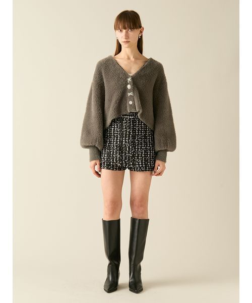 FURFUR(ファーファー)の「マルチビジューボタンフェザーカーディガン(カーディガン/ボレロ・レディース・ピンク/チャコールグレー/オフホワイト・F)」の7枚目の写真