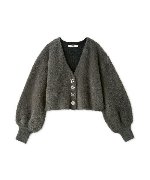 FURFUR(ファーファー)の「マルチビジューボタンフェザーカーディガン(カーディガン/ボレロ・レディース・ピンク/チャコールグレー/オフホワイト・F)」の10枚目の写真