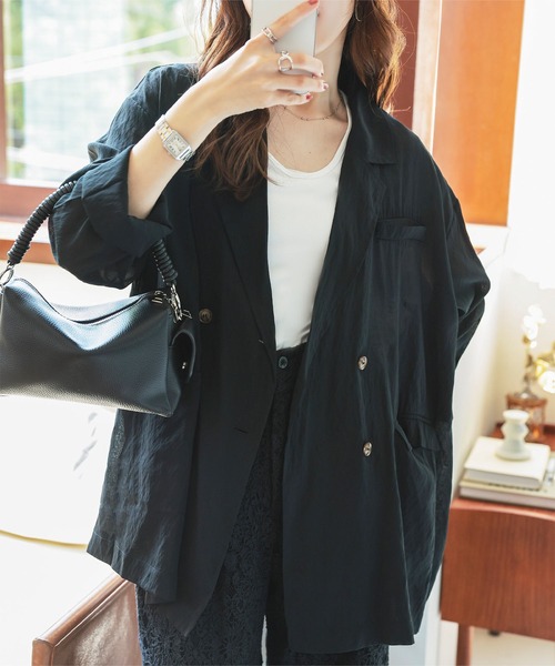 KOBE LETTUCE(コウベレタス)の「シアーロングジャケット(テーラードジャケット・レディース・ブラック/ブラウン/アイボリー系・M)」の13枚目の写真