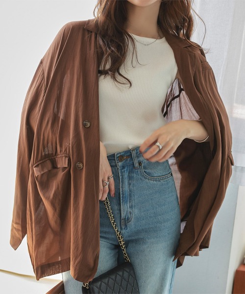 KOBE LETTUCE(コウベレタス)の「シアーロングジャケット(テーラードジャケット・レディース・ブラック/ブラウン/アイボリー系・M)」の18枚目の写真