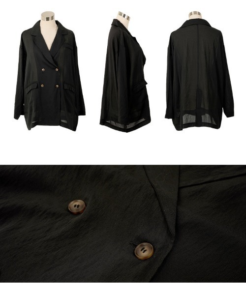 KOBE LETTUCE(コウベレタス)の「シアーロングジャケット(テーラードジャケット・レディース・ブラック/ブラウン/アイボリー系・M)」の22枚目の写真