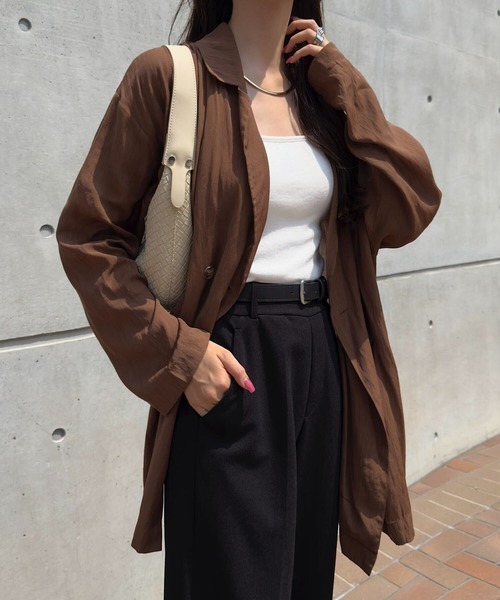 KOBE LETTUCE(コウベレタス)の「シアーロングジャケット(テーラードジャケット・レディース・ブラック/ブラウン/アイボリー系・M)」の17枚目の写真