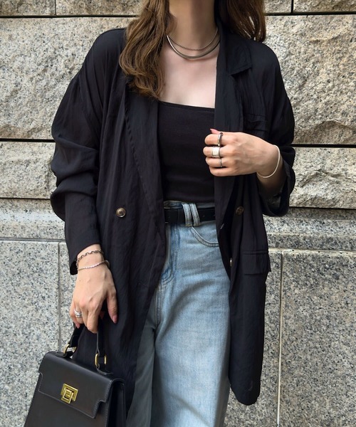 KOBE LETTUCE(コウベレタス)の「シアーロングジャケット(テーラードジャケット・レディース・ブラック/ブラウン/アイボリー系・M)」の10枚目の写真