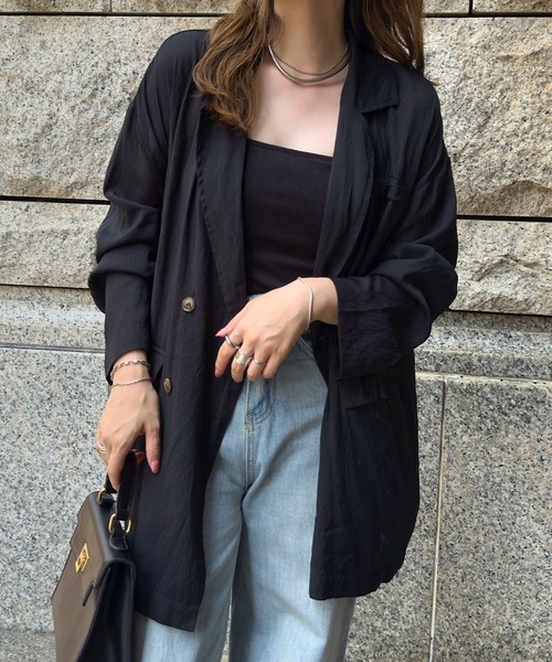 KOBE LETTUCE(コウベレタス)の「シアーロングジャケット(テーラードジャケット・レディース・ブラック/ブラウン/アイボリー系・M)」の12枚目の写真