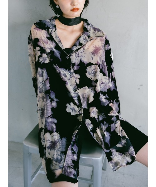 sahara(サハラ)の「Velvet Over Shirt/ベルベットオーバーシャツ(シャツ/ブラウス・レディース・グリーン/ピンク/ベージュ/ブラック・FREE)」の8枚目の写真