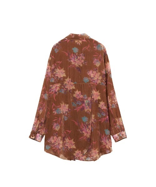 トップス MARTE sahara Velvet Over Shirt blue MARTE sahara Velvet Over Shirt blue