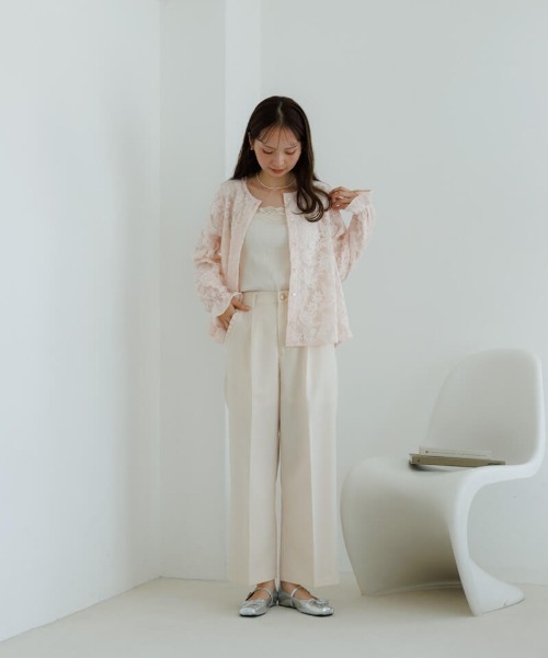 flower（フラワー）の「ボタニカルフレアトップ（シャツ/ブラウス・レディース・ベビーピンク/アイボリー・FREE）」の5枚目の写真