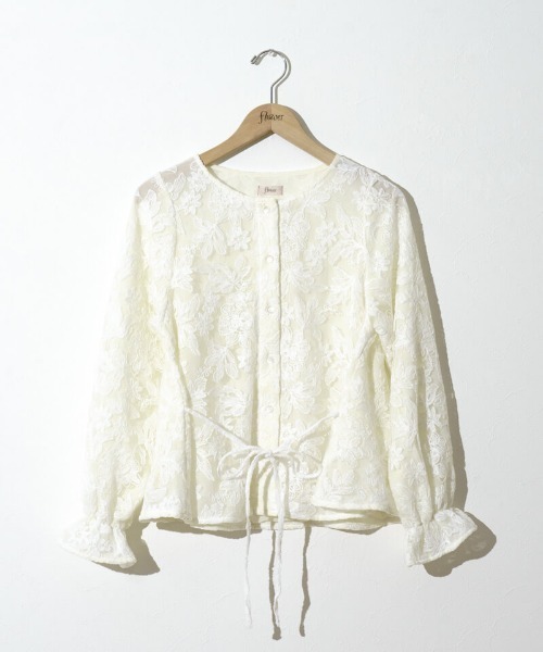 flower（フラワー）の「ボタニカルフレアトップ（シャツ/ブラウス・レディース・ベビーピンク/アイボリー・FREE）」の11枚目の写真