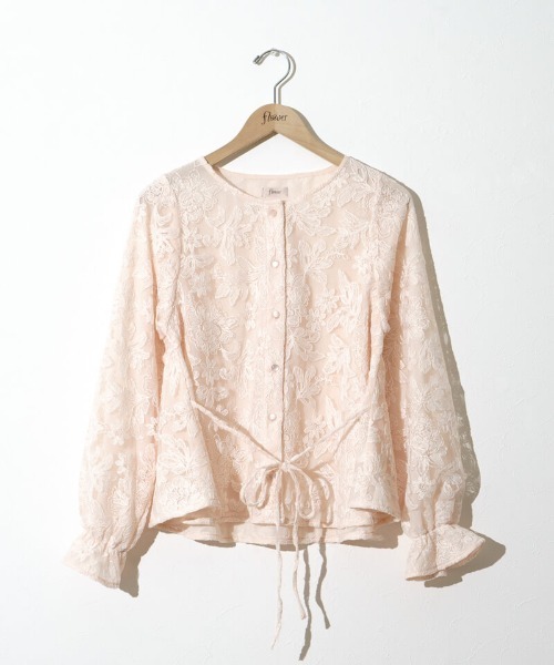 flower（フラワー）の「ボタニカルフレアトップ（シャツ/ブラウス・レディース・ベビーピンク/アイボリー・FREE）」の12枚目の写真