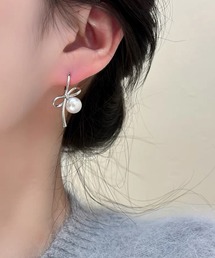 メタル パール コンビ モチーフ ピアス