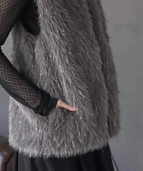 ラメ入りフェイクファーベスト（ベスト）｜rps（アールピーエス）の