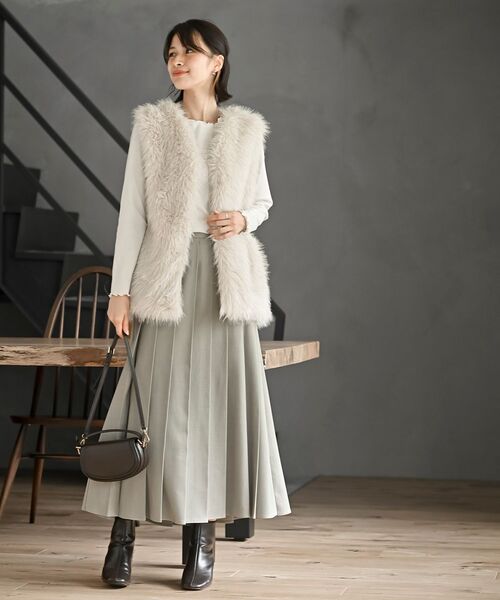 ラメ入りフェイクファーベスト（ベスト）｜rps（アールピーエス）の