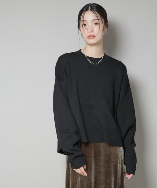 NANO universe（ナノユニバース）の「毛玉抑制ニットプルオーバー(セットアップ可)（ニット/セーター・レディース・ブラック/ベージュ/グレー・FREE）」の4枚目の写真