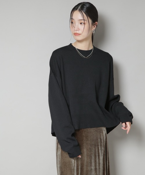 NANO universe（ナノユニバース）の「毛玉抑制ニットプルオーバー(セットアップ可)（ニット/セーター・レディース・ブラック/ベージュ/グレー・FREE）」の6枚目の写真