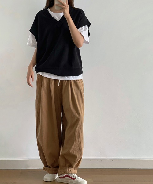 ONEP STAR(ワンピスター)の「Vネックスウェットベスト(ベスト・レディース・ブラック/グレー・MEDIUM/LARGE)」の12枚目の写真