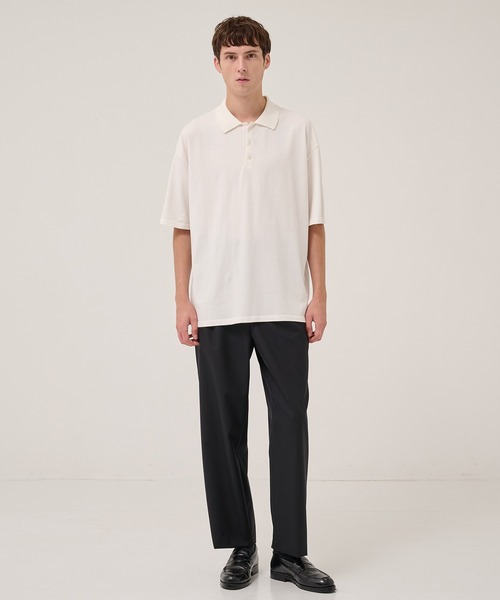 ATON/エイトン】FRESCA KNIT HAIF SLEEVE POLO SWEATER（ポロシャツ