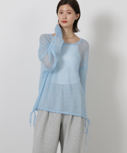 LAKOLE（ラコレ）の「3ゲージシアーモヘアリボンプルオーバー / 596069（ニット/セーター・レディース・レッド/アイボリー/ライトブルー/チャコールグレー・FREE）」の3枚目の写真