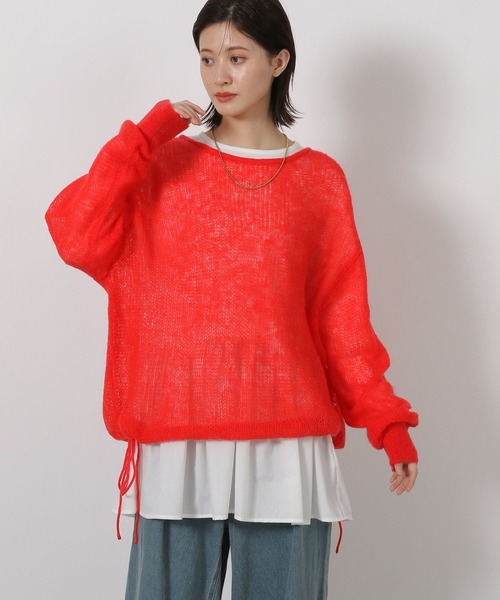 LAKOLE（ラコレ）の「3ゲージシアーモヘアリボンプルオーバー / 596069（ニット/セーター・レディース・レッド/アイボリー/ライトブルー/チャコールグレー・FREE）」の15枚目の写真