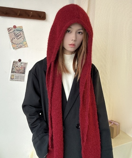 セール】ウール混 紐付き リブフードマフラー（マフラー）｜Ritzy