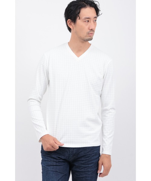 HIGH STREET(ハイストリート)の「チドーロJQナガソデVネック(Tシャツ/カットソー・メンズ・ホワイト/ベージュ/チャコールグレー/ブラック・LARGE/LL/MEDIUM)」の2枚目の写真