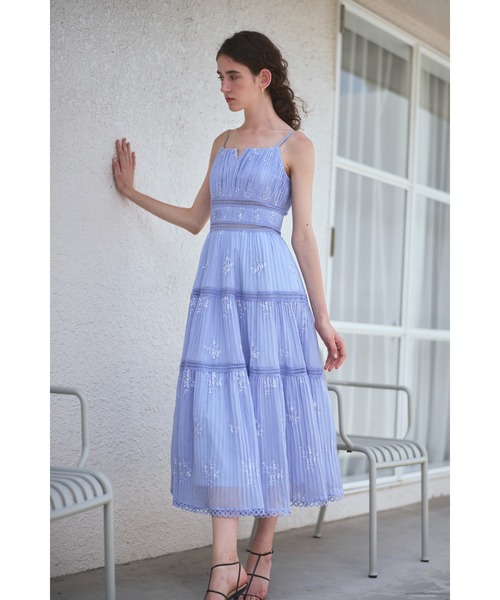 Estella.K(エステラケー)の「Dolce Vita Pleated Dress エンブロイダリープリーツドレス(ワンピース・レディース・ブラック/ラベンダー/ホワイト・FREE)」の12枚目の写真