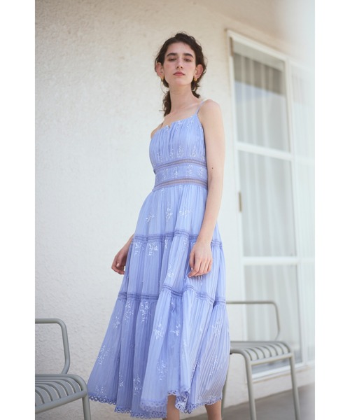 Estella.K(エステラケー)の「Dolce Vita Pleated Dress エンブロイダリープリーツドレス(ワンピース・レディース・ブラック/ラベンダー/ホワイト・FREE)」の7枚目の写真
