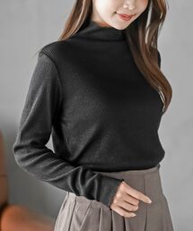 ボトルネックニットプルオーバー ブラック ボトルネックプルオーバー」に該当するブラック/黒色系の