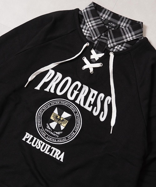 1111clothing(ワンフォークロージング)の「フェイクレイヤード カレッジ スウェット / Fake Layered College Sweatshirt(スウェット・メンズ・ネイビー/オートミール/ブラック・L/M)」の11枚目の写真