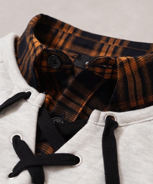 1111clothing(ワンフォークロージング)の「フェイクレイヤード カレッジ スウェット / Fake Layered College Sweatshirt(スウェット・メンズ・ネイビー/オートミール/ブラック・L/M)」の14枚目の写真
