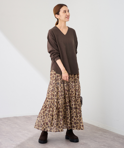 FRAMeWORK（フレームワーク）の「enrica/エンリカ コットンシルク レオパード ティアードスカート（スカート・レディース・キャメル・FREE）」の3枚目の写真