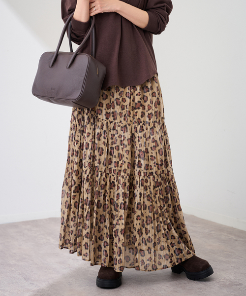 FRAMeWORK（フレームワーク）の「enrica/エンリカ コットンシルク レオパード ティアードスカート（スカート・レディース・キャメル・FREE）」の5枚目の写真
